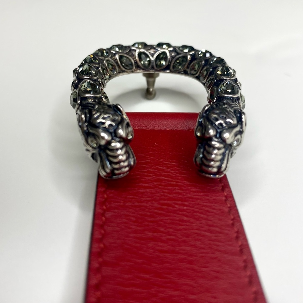 Iconic Dionysus Leather Belt Tiger head buckle encrusted with crystals. - Picture 6 of 10